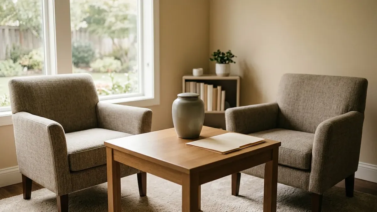 Two armchairs beside a window in a quiet family room