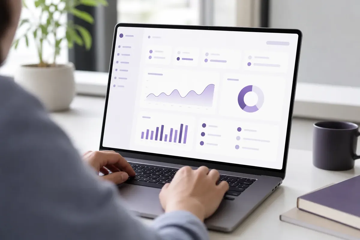 A laptop showing a Kindred dashboard of case volume and charts